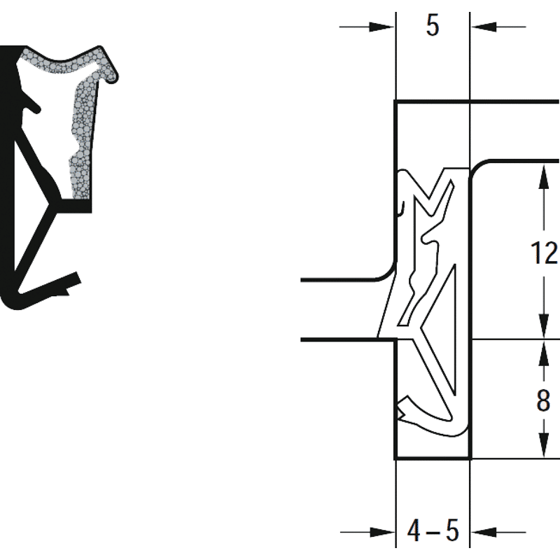 DEVENTER Dichtprofil SP125 Maße