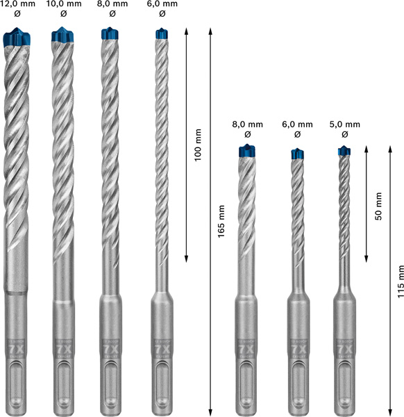 EXPERT SDS plus-7X Hammerbohrer-Set 7-tlg.