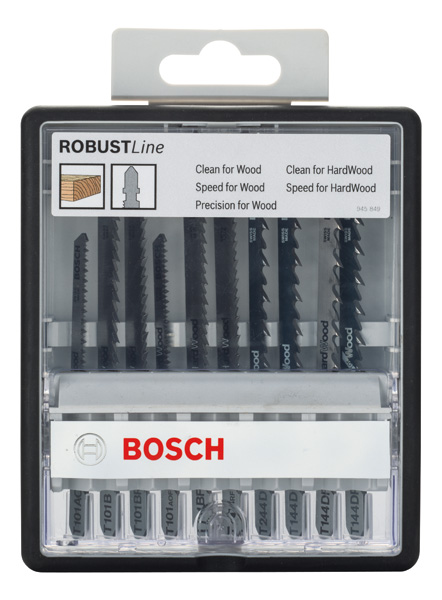 Bosch 10-tlg. Stichsägeblatt-Set Wood Robust Line T-Schaft