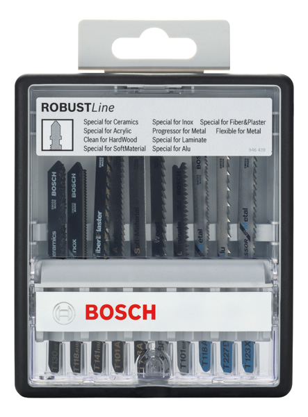 Bosch 10-tlg. Stichsägeblatt-Set Robust Line Speciality Materials T-Schaft