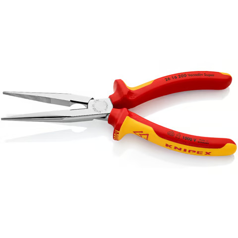 KNIPEX VDE-Flachrundzange mit Schneide (Storchschnabelzange) 200 x 56 x 19 mm