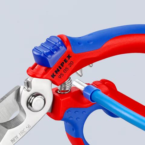 KNIPEX-Elektrikerschere 45° Mit Crimpstellen für Aderendhülsen von 0,5 - 6 mm² und 10 - 25 mm² 180mm