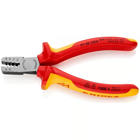 KNIPEX VDE Crimpzange für Aderendhülsen Mehrkomponenten Hülle | verchromt | 145mm