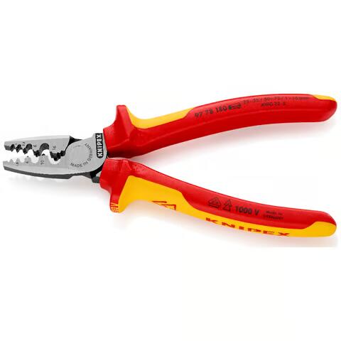 KNIPEX VDE Crimpzange für Aderendhülsen | Mehrkomponenten Hülle | verchromt | 180mm