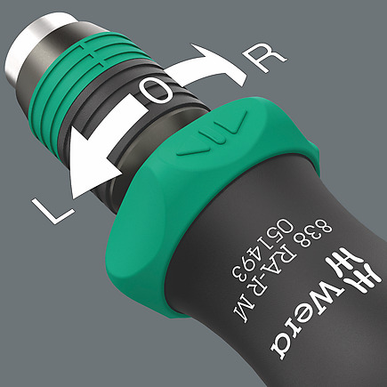 WERA Bits-Handhalter mit Ratschenfunktion, 1/4"x123,5mm, 838 RA-R M mit Rapidaptor Schnellwechselaufnahme