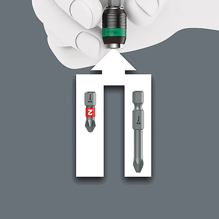 WERA Bits-Handhalter mit Ratschenfunktion, 1/4"x123,5mm, 838 RA-R M mit Rapidaptor Schnellwechselaufnahme