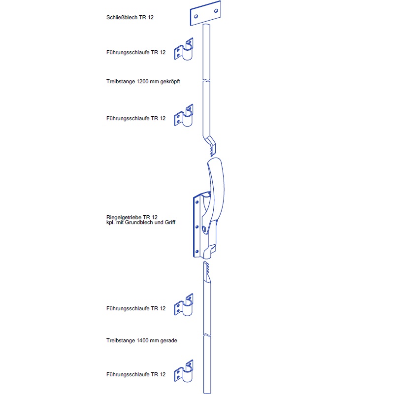GSG Tortreibriegel TR12/2600 mm komplett