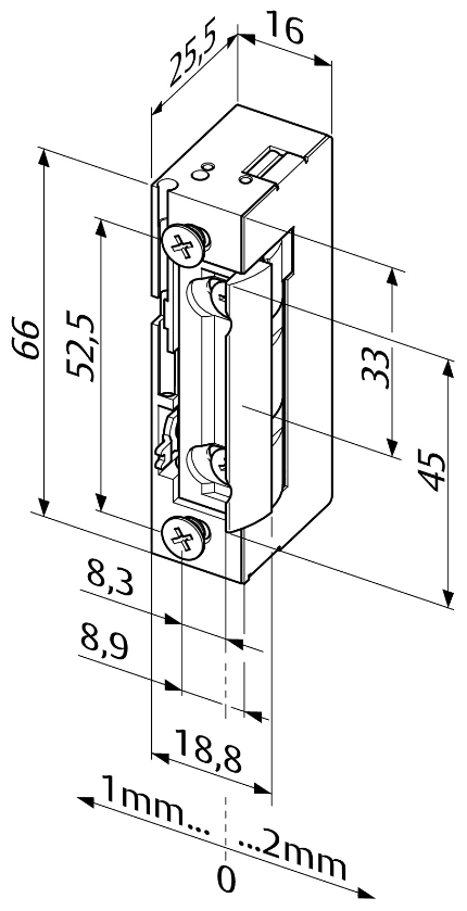 EFF EFF - Elektrischer Türöffner mit Radiusfalle | Tagesentriegelung  | schmale Bauform 16 mm