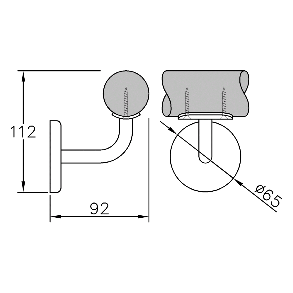 sLINE Handlaufstütze mit Halbschale | Edelstahl