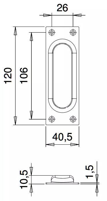 Alu-Schiebetürmuschel ohne Loch F2 #6057