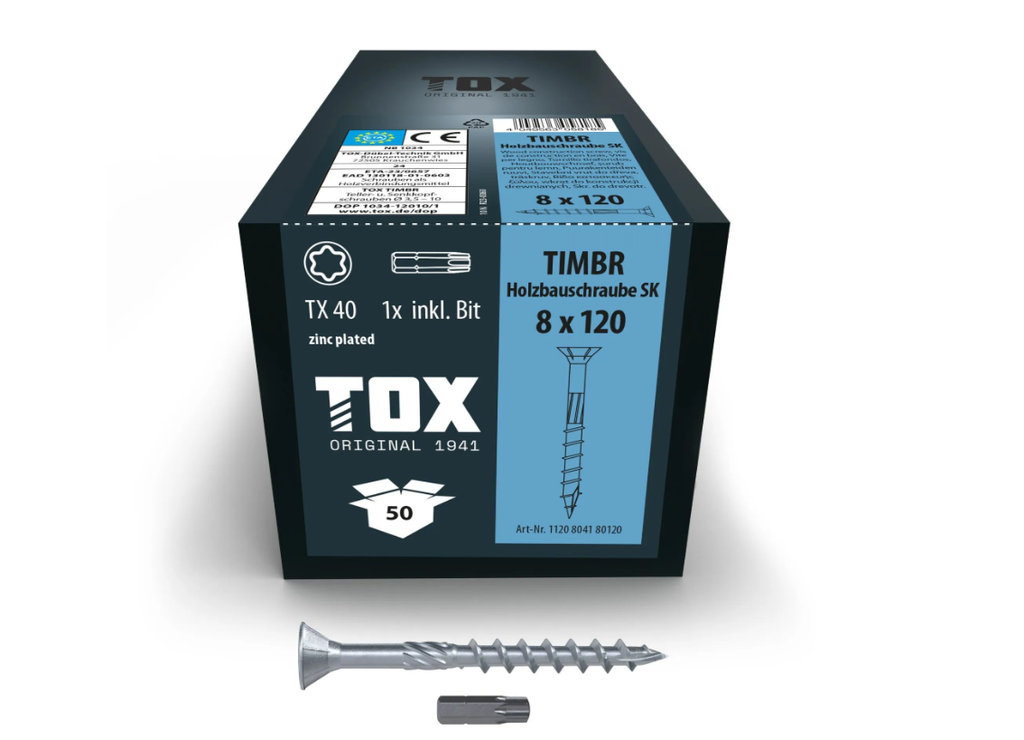Holzbauschrauben mit Tellerkopf Torx hell verzinkt ⌀ 8,0 mm