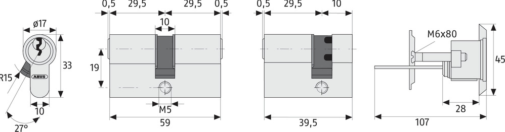 ABUS Knaufprofilzylinder | K82N Z30/K30 vs. | 3 Schlüssel