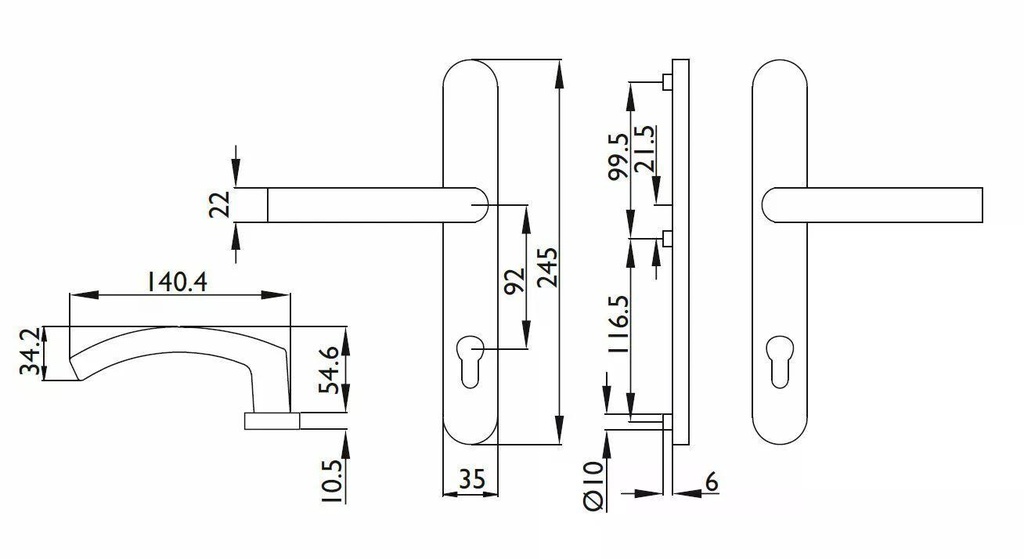 Hermat Drückergarnitur Set | 1955 Klinke - Klinke