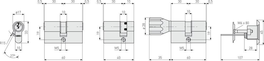 TESTPhT - ABUS Profilhalbzylinder A93NP | verschiedenschließend | incl. 3 Schlüssel