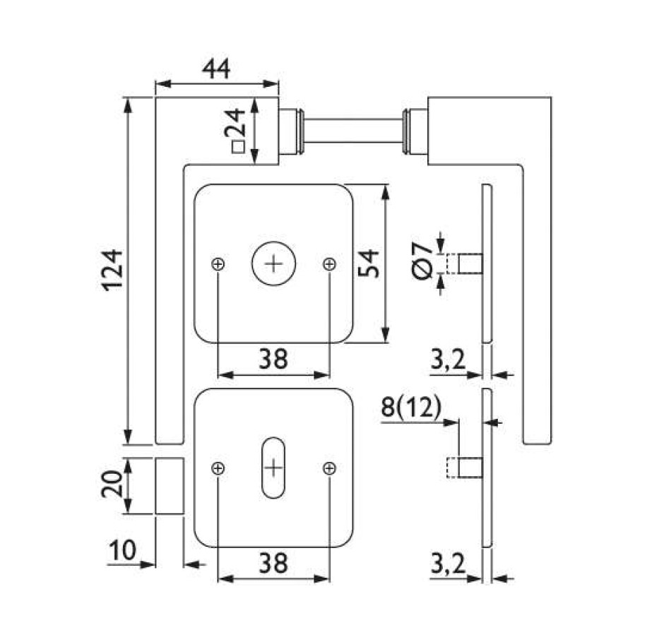 TestKK_HERMAT Flach-CLIP Garnitur WEST | Edelstahl matt