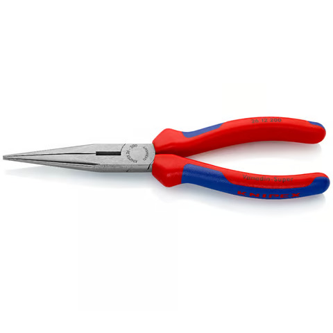 KNIPEX- Flachrundzange mit Schneide (Storchschnabelzange) gerade mit Mehrkomponenten-Hüllen Modell 2612 200 mm