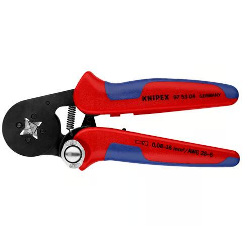 KNIPEX Selbsteinstellende Crimpzange für Aderendhülsen mit Seiteneinführung | Mehrkomponenten Hülle | brüniert | 180 mm