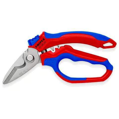 KNIPEX Gewinkelte Elektrikerschere mit Crimpstellen 180 mm