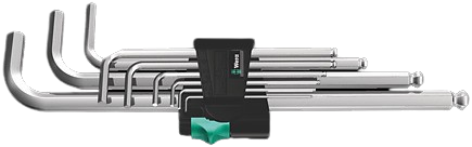 WERA Winkelschlüsselsatz, metrisch, gestellverchromt, Kugelkopf 950/9 Hex-Plus 1