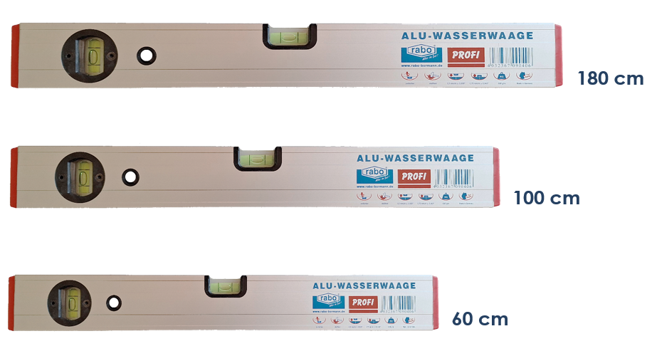 Alu-Wasserwaagen-Set "Profi" 1990 | 60, 100, 180 cm