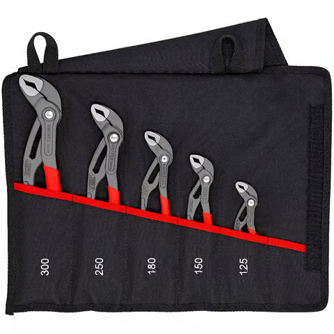 KNIPEX Wasserpumpenzange 0Cobra®-Set 5-teilig, 125, 150, 180, 250 und 300mm in Rolltasche