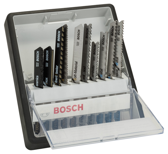 Bosch 10-tlg. Stichsägeblatt-Set Robust Line Speciality Materials T-Schaft