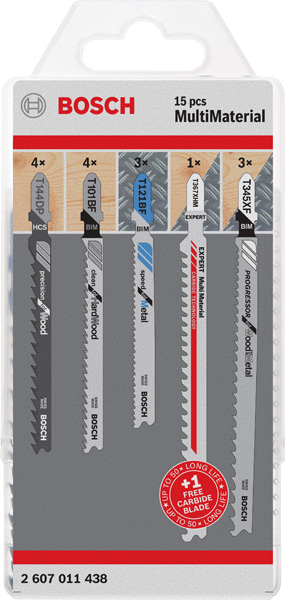 Bosch 15-tlg. Stichsägeblatt-Set für Multimaterial T-Schaft