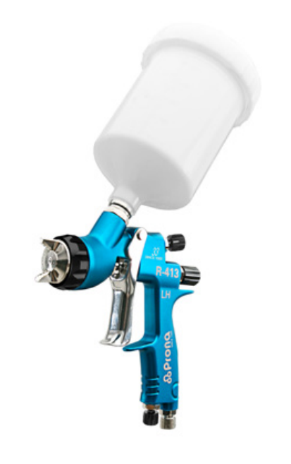 PRONA Fließbecherpistole R-413 HVLP | Düse 2,0 mm, Luftkappe V2, inkl. Kupplungsstecker G 1/4" IG