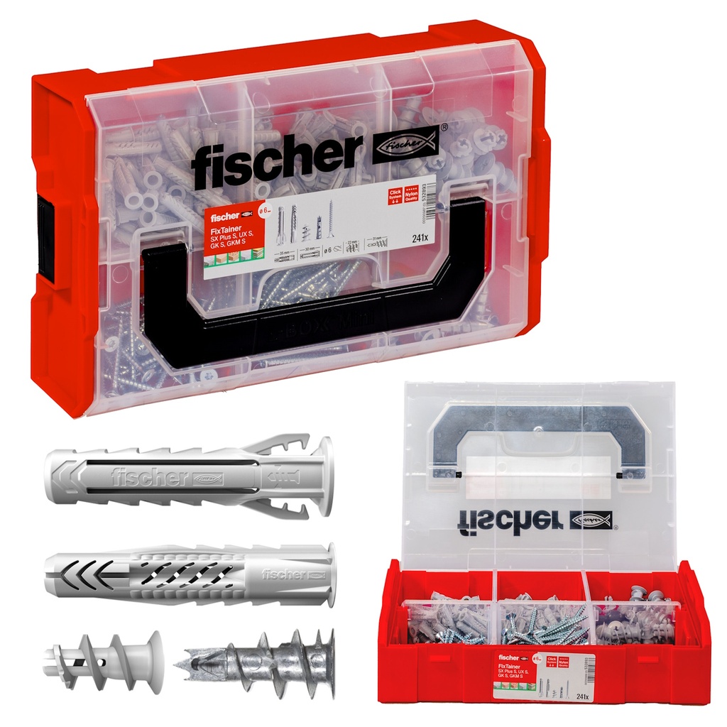 FISCHER Dübelbox FixTainer - Hält-Alles-Box - 240 Teile