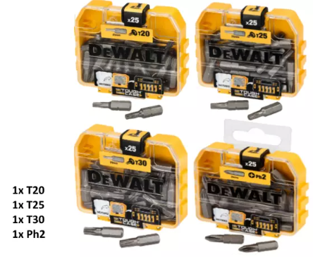 [70000TX202530PH2] DeWalt Bitboxen Set: TX20 + TX25 + TX30 + PH2