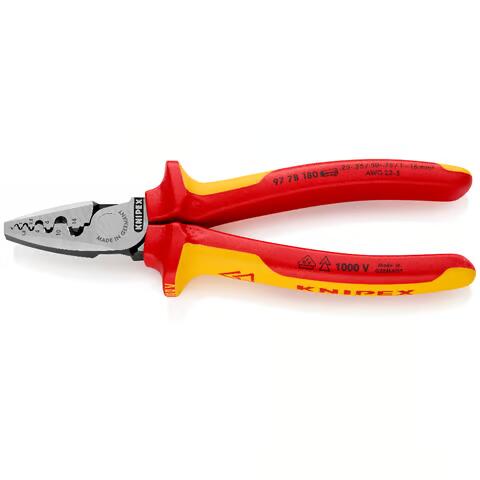 [768089778180] KNIPEX VDE Crimpzange für Aderendhülsen | Mehrkomponenten Hülle | verchromt | 180mm