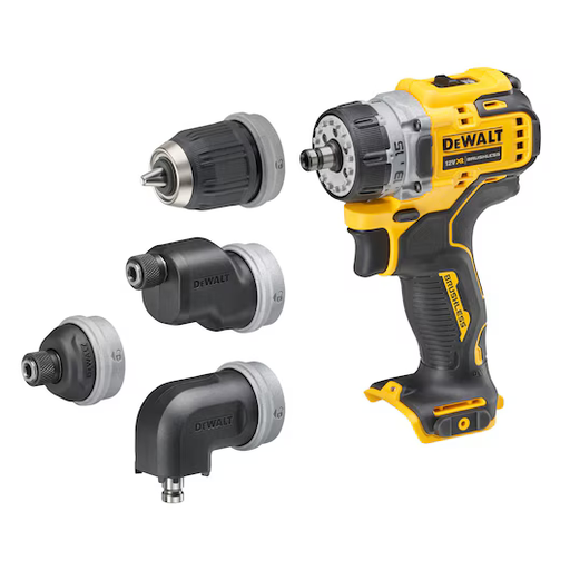 [72403DCD703NT] DeWalt Akku-Bohrschrauber | 4 Wechselköpfe | 12V | ohne Akku & ohne Ladegerät