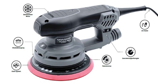 [70175610251] INDASA Exzenterschleifer | E-Series Pro XS Sander | Hub 5 mm