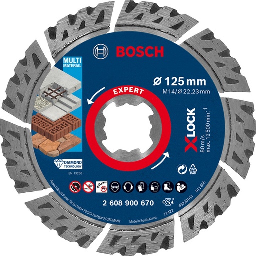 Bosch EXPERT MultiMaterial X-LOCK Diamanttrennscheiben für kleine Winkelschleifer