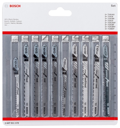 [710642607011172] Bosch 10-tlg. Stichsägeblatt-Set Clean Cutting T-Schaft