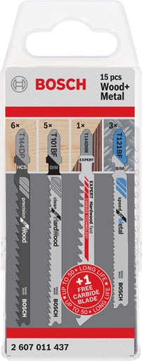 [710642607011437] Bosch 15-tlg. Stichsägeblatt-Set for Wood and Metal T-Schaft