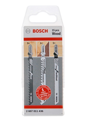 [710642607011436] Bosch 15-tlg. Stichsägeblatt-Set für Holz T-Schaft